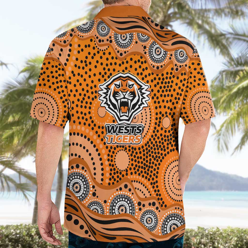 Wests Tigers Hawaiian Shirt Aboriginal Dot Pattern - Rugby Mascot Heritage Pride