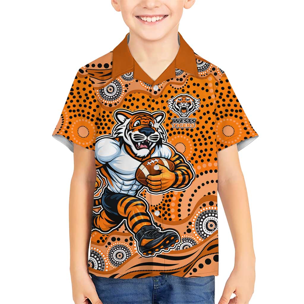 Wests Tigers Hawaiian Shirt Aboriginal Dot Pattern - Rugby Mascot Heritage Pride