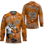Wests Tigers Hockey Jersey Aboriginal Dot Pattern - Rugby Mascot Heritage Pride