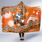 Wests Tigers Hooded Blanket Aboriginal Dot Pattern - Rugby Mascot Heritage Pride