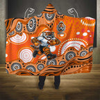 Wests Tigers Hooded Blanket Aboriginal Dot Pattern - Rugby Mascot Heritage Pride