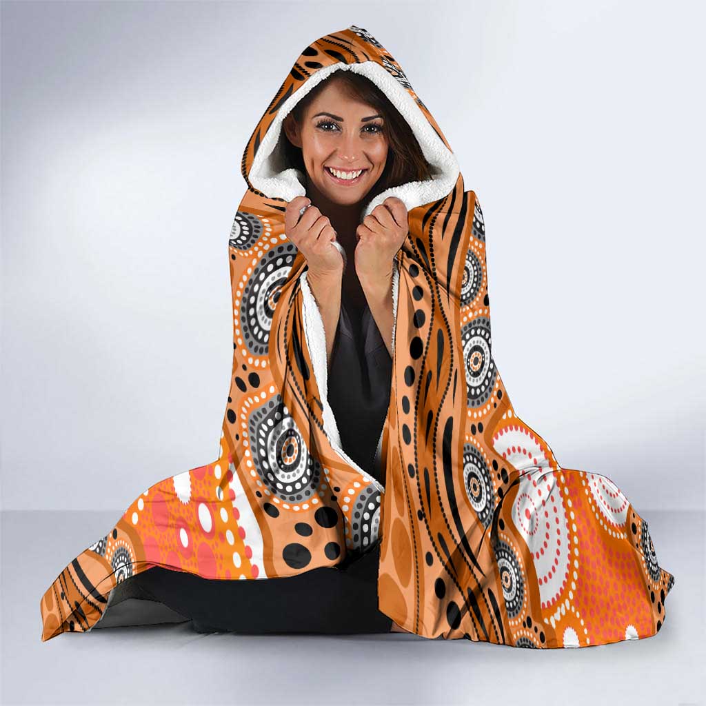 Wests Tigers Hooded Blanket Aboriginal Dot Pattern - Rugby Mascot Heritage Pride