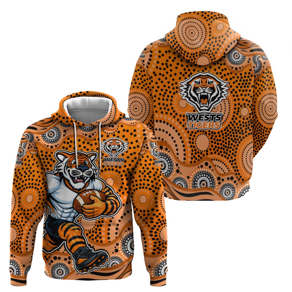 Wests Tigers Hoodie Aboriginal Dot Pattern - Rugby Mascot Heritage Pride