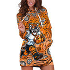 Wests Tigers Hoodie Dress Aboriginal Dot Pattern - Rugby Mascot Heritage Pride