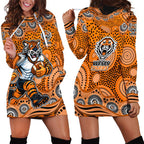 Wests Tigers Hoodie Dress Aboriginal Dot Pattern - Rugby Mascot Heritage Pride