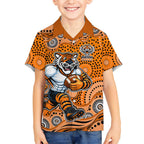 Wests Tigers Kid Hawaiian Shirt Aboriginal Dot Pattern - Rugby Mascot Heritage Pride