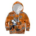 Wests Tigers Kid Hoodie Aboriginal Dot Pattern - Rugby Mascot Heritage Pride