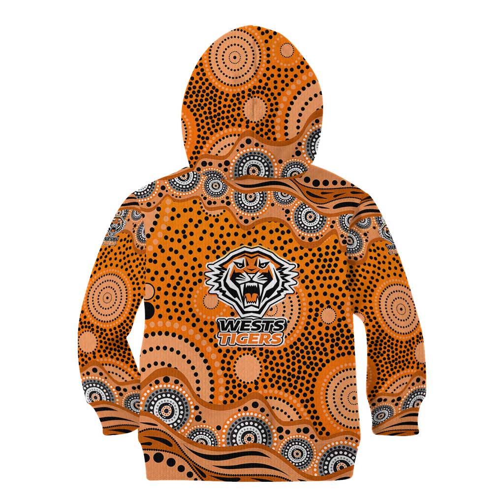 Wests Tigers Kid Hoodie Aboriginal Dot Pattern - Rugby Mascot Heritage Pride