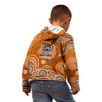 Wests Tigers Kid Hoodie Aboriginal Dot Pattern - Rugby Mascot Heritage Pride
