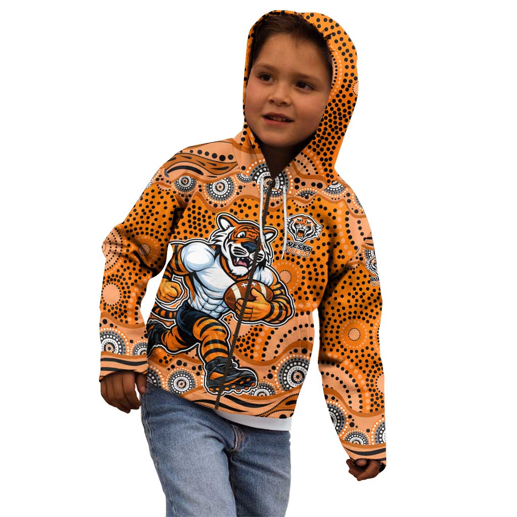 Wests Tigers Kid Hoodie Aboriginal Dot Pattern - Rugby Mascot Heritage Pride