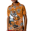 Wests Tigers Kid Polo Shirt Aboriginal Dot Pattern - Rugby Mascot Heritage Pride