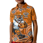 Wests Tigers Kid Polo Shirt Aboriginal Dot Pattern - Rugby Mascot Heritage Pride