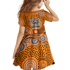 Wests Tigers Kid Short Sleeve Dress Aboriginal Dot Pattern - Rugby Mascot Heritage Pride