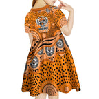 Wests Tigers Kid Short Sleeve Dress Aboriginal Dot Pattern - Rugby Mascot Heritage Pride