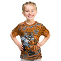 Wests Tigers Kid T Shirt Aboriginal Dot Pattern - Rugby Mascot Heritage Pride