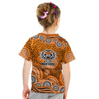 Wests Tigers Kid T Shirt Aboriginal Dot Pattern - Rugby Mascot Heritage Pride