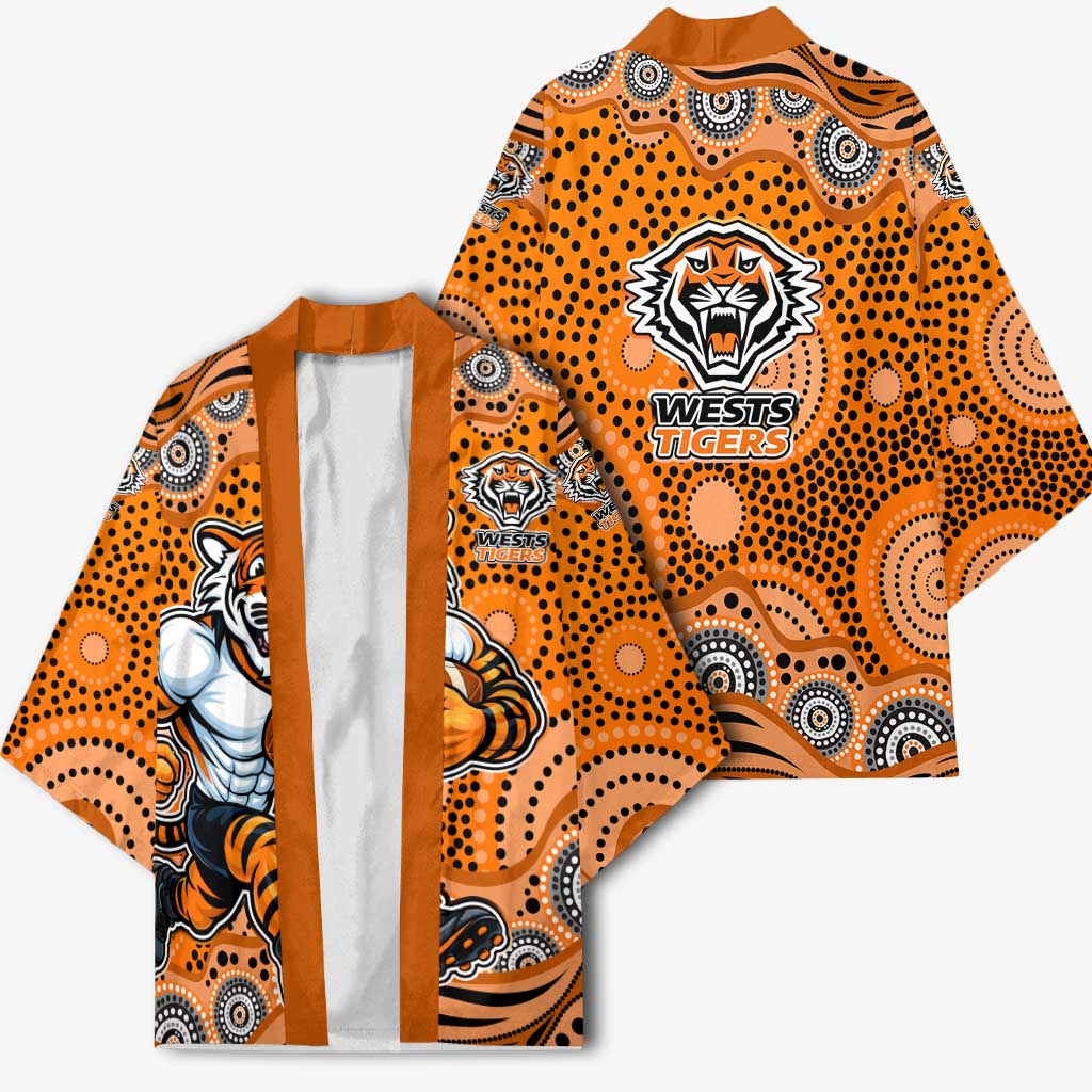 Wests Tigers Kimono Aboriginal Dot Pattern - Rugby Mascot Heritage Pride