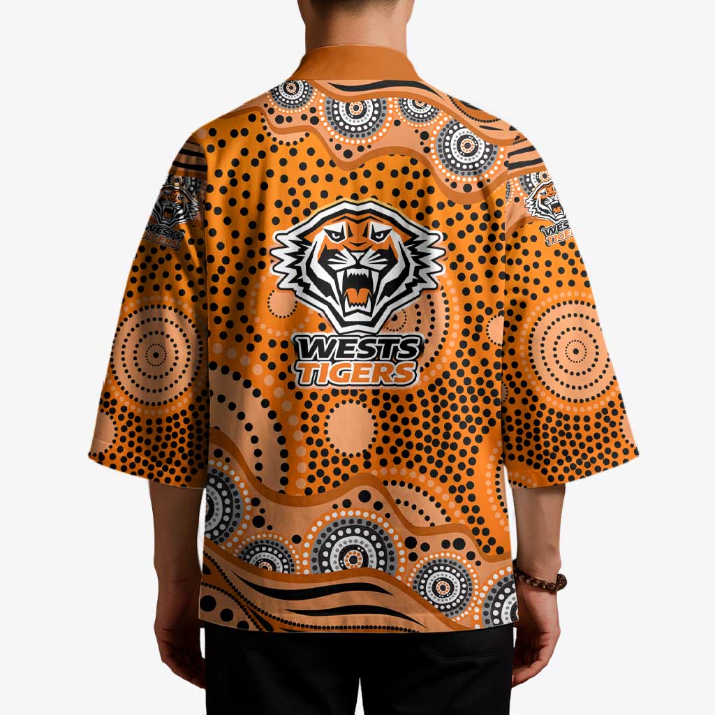 Wests Tigers Kimono Aboriginal Dot Pattern - Rugby Mascot Heritage Pride