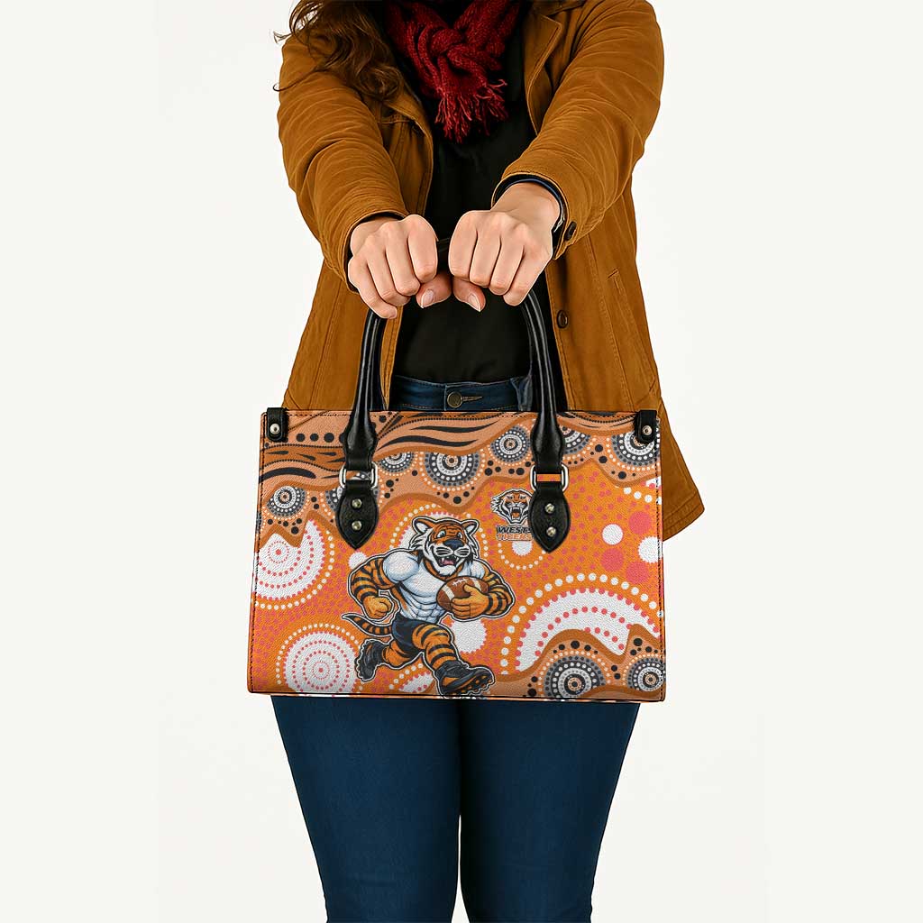 Wests Tigers Leather Bag Aboriginal Dot Pattern - Rugby Mascot Heritage Pride