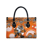 Wests Tigers Leather Bag Aboriginal Dot Pattern - Rugby Mascot Heritage Pride