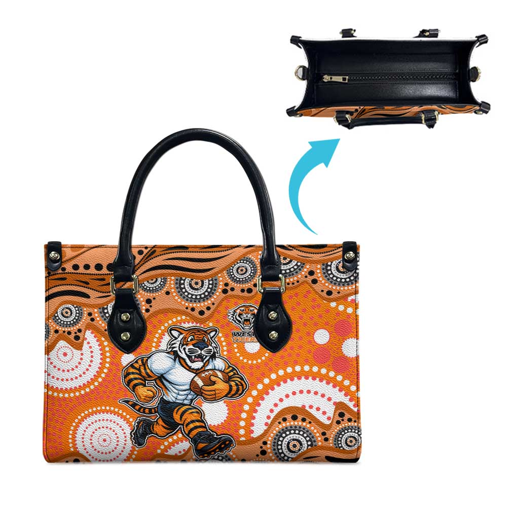 Wests Tigers Leather Bag Aboriginal Dot Pattern - Rugby Mascot Heritage Pride