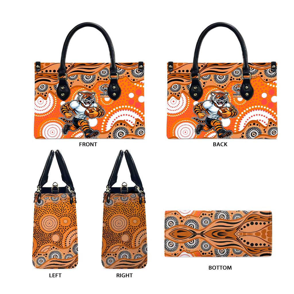Wests Tigers Leather Bag Aboriginal Dot Pattern - Rugby Mascot Heritage Pride