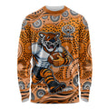 Wests Tigers Long Sleeve Shirt Aboriginal Dot Pattern - Rugby Mascot Heritage Pride