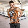 Wests Tigers Men Tank Top Aboriginal Dot Pattern - Rugby Mascot Heritage Pride