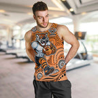 Wests Tigers Men Tank Top Aboriginal Dot Pattern - Rugby Mascot Heritage Pride