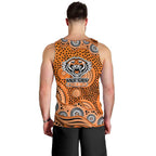 Wests Tigers Men Tank Top Aboriginal Dot Pattern - Rugby Mascot Heritage Pride