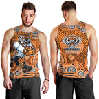 Wests Tigers Men Tank Top Aboriginal Dot Pattern - Rugby Mascot Heritage Pride