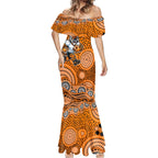Wests Tigers Mermaid Dress Aboriginal Dot Pattern - Rugby Mascot Heritage Pride