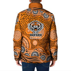 Wests Tigers Padded Jacket Aboriginal Dot Pattern - Rugby Mascot Heritage Pride
