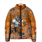 Wests Tigers Padded Jacket Aboriginal Dot Pattern - Rugby Mascot Heritage Pride