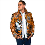 Wests Tigers Padded Jacket Aboriginal Dot Pattern - Rugby Mascot Heritage Pride