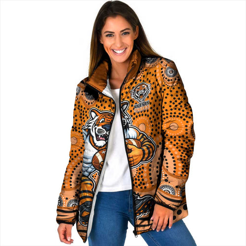 Wests Tigers Padded Jacket Aboriginal Dot Pattern - Rugby Mascot Heritage Pride