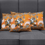 Wests Tigers Pillow Cover Aboriginal Dot Pattern - Rugby Mascot Heritage Pride