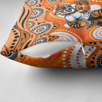 Wests Tigers Pillow Cover Aboriginal Dot Pattern - Rugby Mascot Heritage Pride