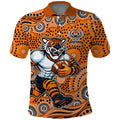 Wests Tigers Polo Shirt Aboriginal Dot Pattern - Rugby Mascot Heritage Pride
