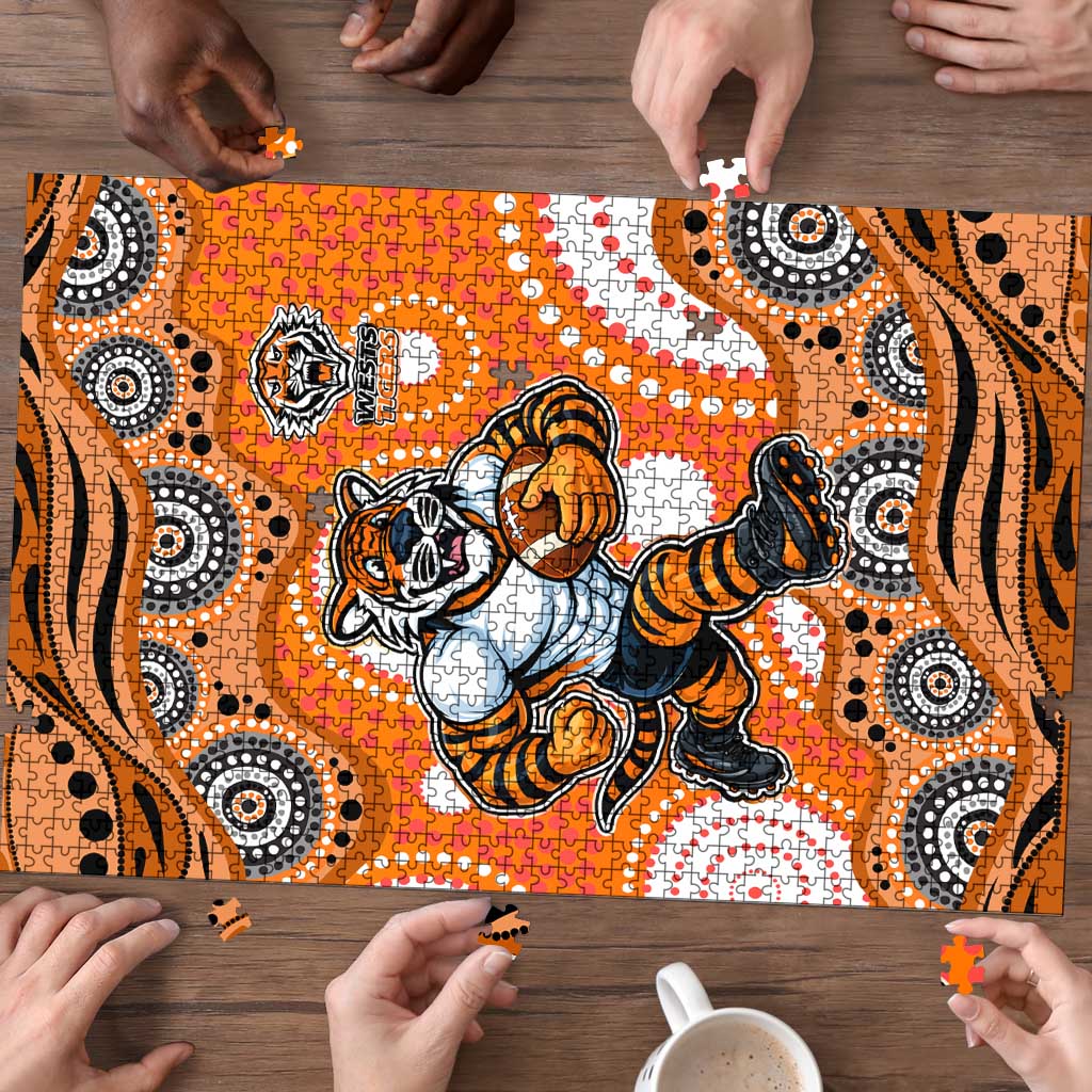 Wests Tigers Puzzle Aboriginal Dot Pattern - Rugby Mascot Heritage Pride