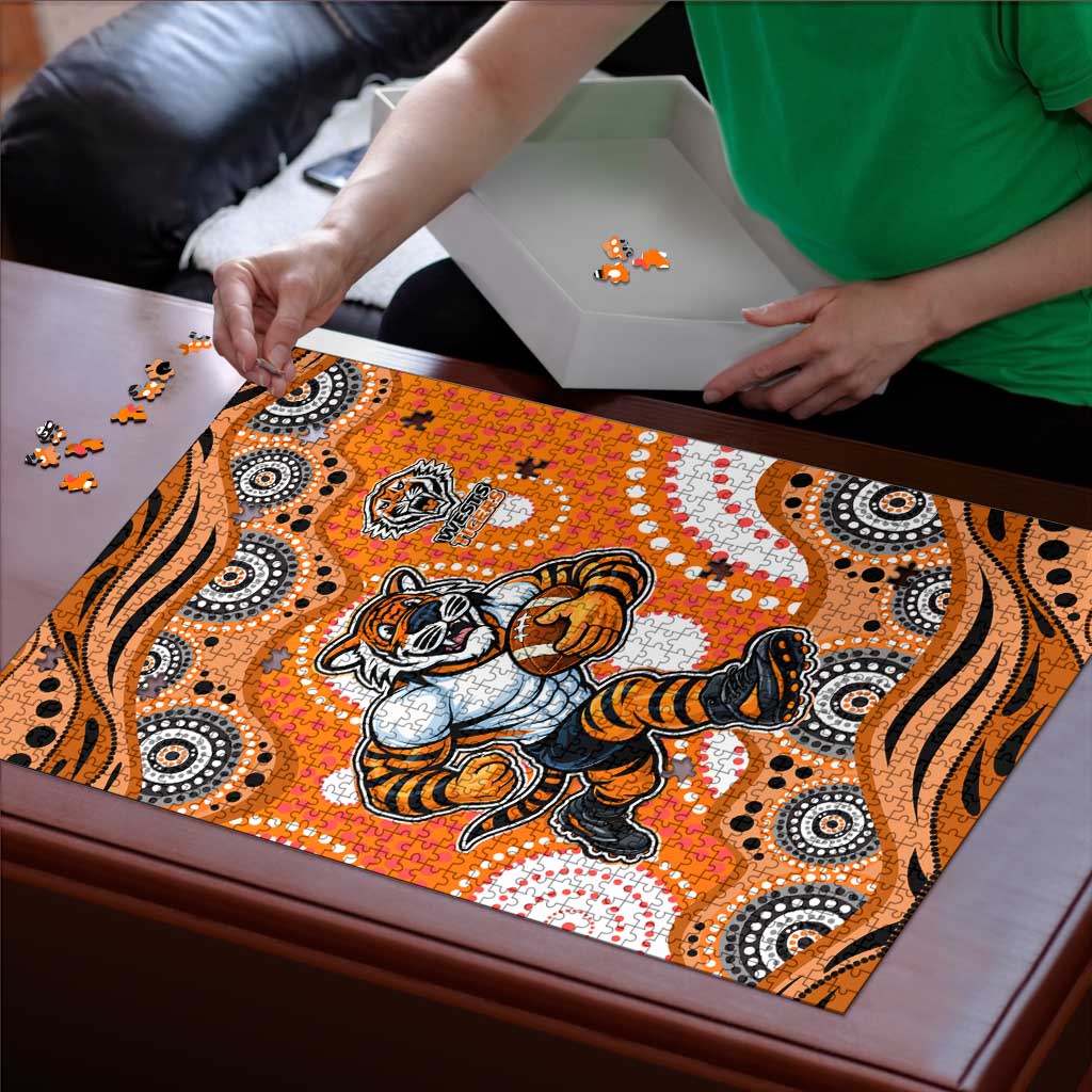 Wests Tigers Puzzle Aboriginal Dot Pattern - Rugby Mascot Heritage Pride