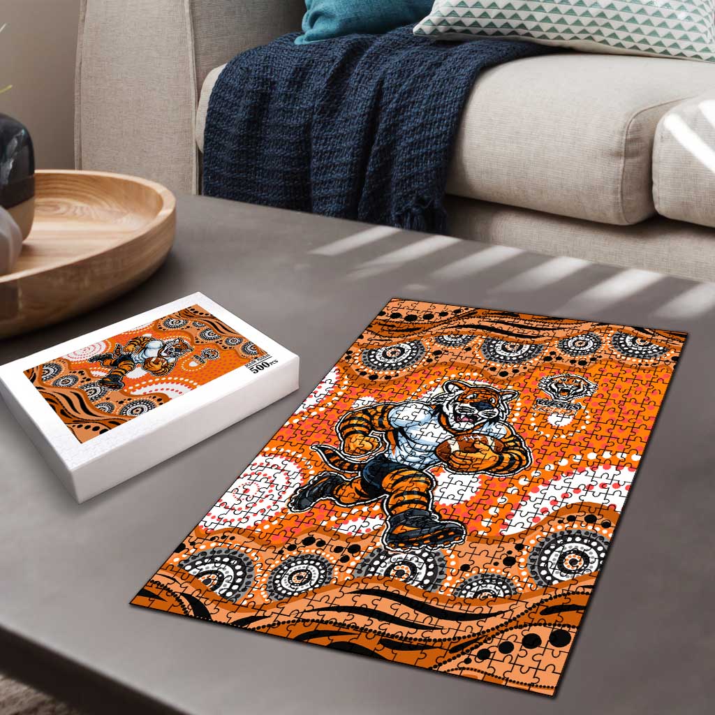 Wests Tigers Puzzle Aboriginal Dot Pattern - Rugby Mascot Heritage Pride