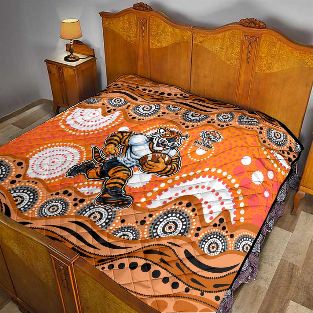 Wests Tigers Quilt Aboriginal Dot Pattern - Rugby Mascot Heritage Pride