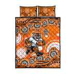Wests Tigers Quilt Bed Set Aboriginal Dot Pattern - Rugby Mascot Heritage Pride