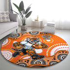 Wests Tigers Round Carpet Aboriginal Dot Pattern - Rugby Mascot Heritage Pride