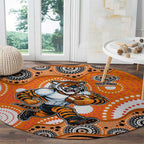 Wests Tigers Round Carpet Aboriginal Dot Pattern - Rugby Mascot Heritage Pride