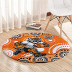 Wests Tigers Round Carpet Aboriginal Dot Pattern - Rugby Mascot Heritage Pride