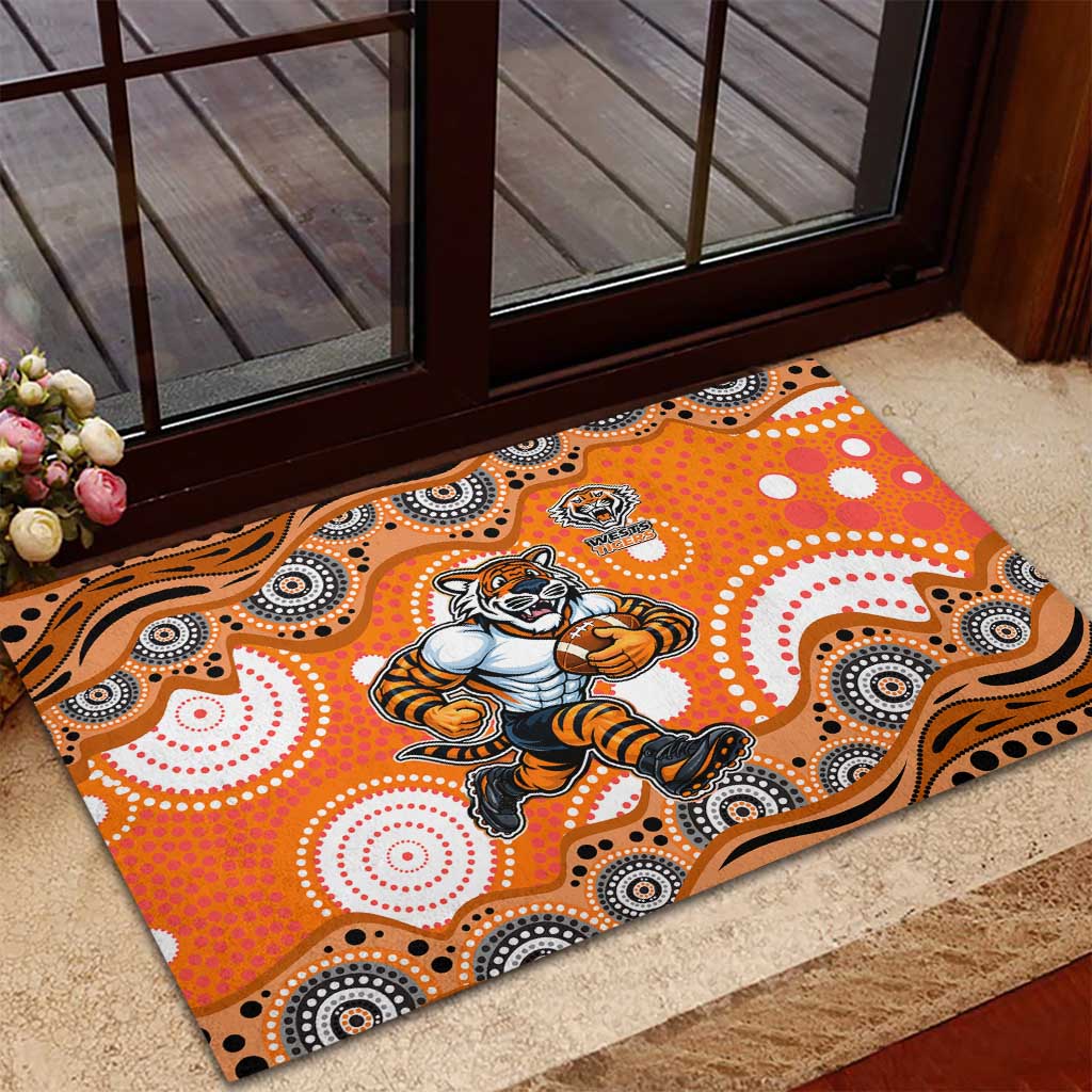 Wests Tigers Rubber Doormat Aboriginal Dot Pattern - Rugby Mascot Heritage Pride