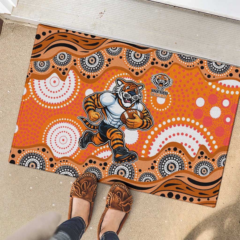 Wests Tigers Rubber Doormat Aboriginal Dot Pattern - Rugby Mascot Heritage Pride