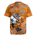 Wests Tigers Rugby Jersey Aboriginal Dot Pattern - Rugby Mascot Heritage Pride